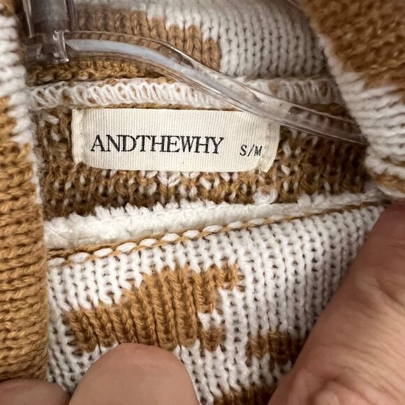 ANDTHEWHY Women's Cowl Neck Knit Pullover Sweater Long Sleeve Cuffed Size S/M - Picture 8 of 9